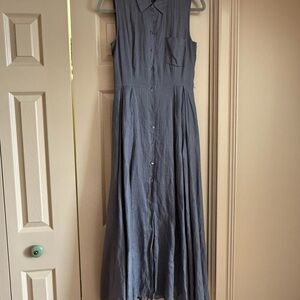 Vince Gray linen Sleeveless Dress with belt and slip